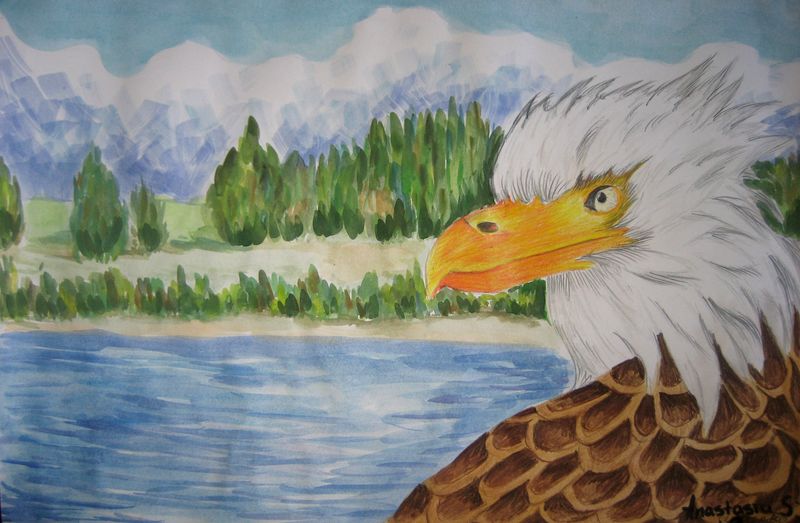 Art Studio PALETTE. Anastasiia Sergeyenko Picture.  Tempera Animals Birds 