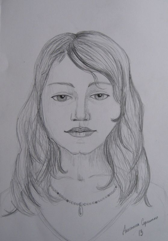 Art Studio PALETTE. Anastasiia Sergeyenko Picture.  Pencil People Selfportrait 