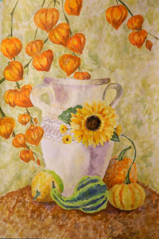 Art Studio PALETTE. Anastasiia Sergeyenko Picture.  Tempera Still Life Still Life 