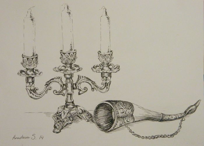 Art Studio PALETTE. Anastasiia Sergeyenko Picture.  Ink Still Life Still Life 