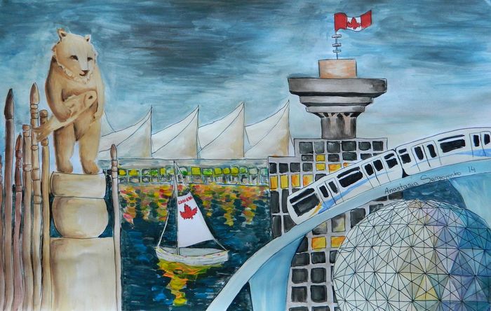 Art Studio PALETTE. Anastasiia Sergeyenko Picture.  Watercolour, Ink Landscape Vancouver BC 