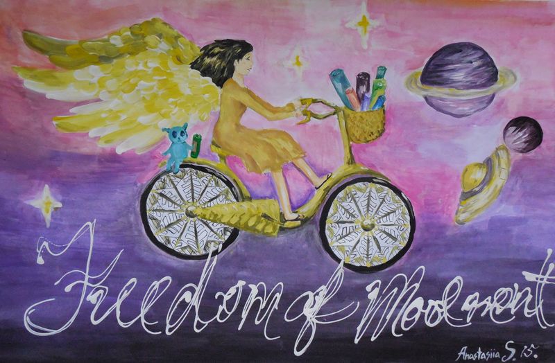 Art Studio PALETTE. Anastasiia Sergeyenko Picture.  Tempera Design Bicycle 