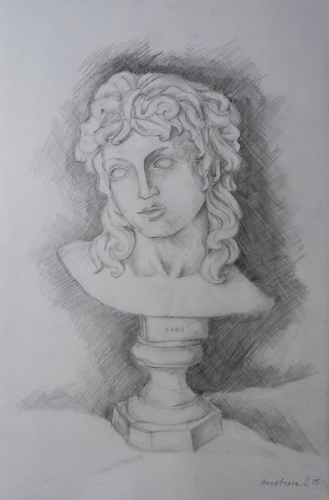 Art Studio PALETTE. Anastasiia Sergeyenko Picture.  Pencil People Plaster Cast 