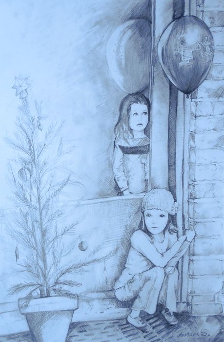 Art Studio PALETTE. Anastasiia Sergeyenko Picture.  Pencil People People 