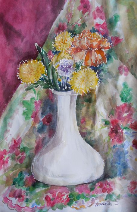 Art Studio PALETTE. Anastasiia Sergeyenko Picture.  Tempera Still Life Still Life 