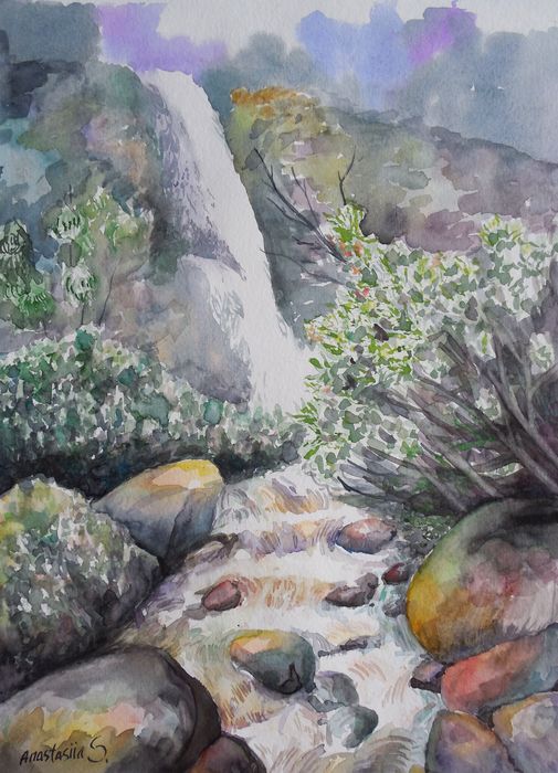 Art Studio PALETTE. Anastasiia Sergeyenko Picture.  Watercolour Landscape Nature 