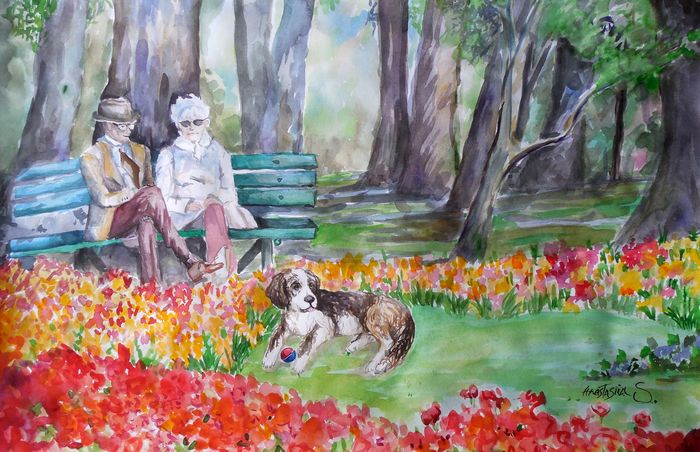 Art Studio PALETTE. Anastasiia Sergeyenko Picture.  Watercolour People Family 