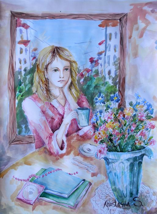 Art Studio PALETTE. Anastasiia Sergeyenko Picture.  Watercolour People People 