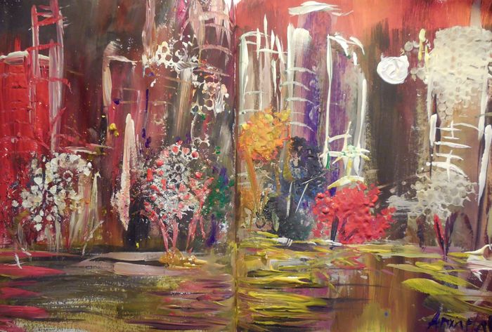 Art Studio PALETTE. Anastasiia Sergeyenko Picture.  Tempera Fantasy Abstract 
