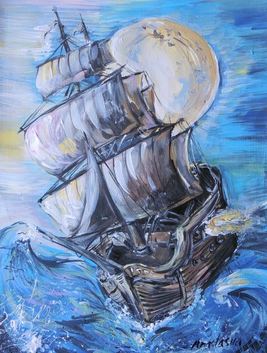 Art Studio PALETTE. Anastasiia Sergeyenko Picture. Canvas Acrylic Landscape Seascape 