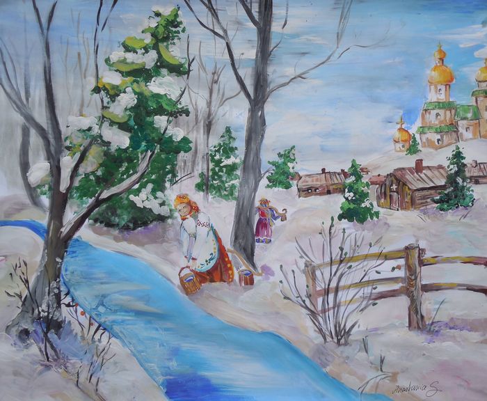 Art Studio PALETTE. Anastasiia Sergeyenko Picture.  Tempera People Activities 