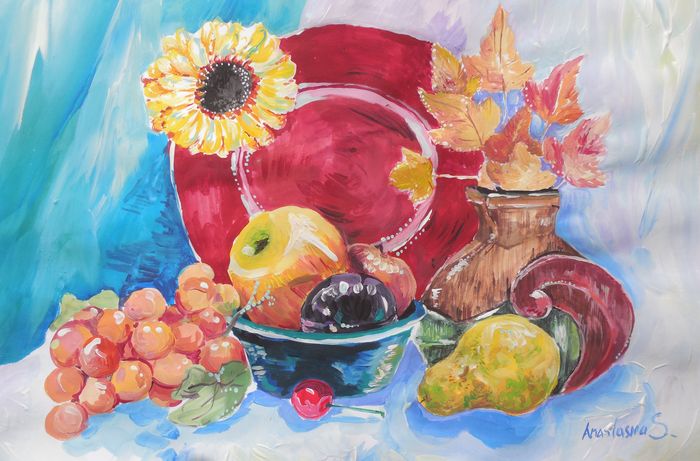 Art Studio PALETTE. Anastasiia Sergeyenko Picture.  Tempera Still Life Still Life 