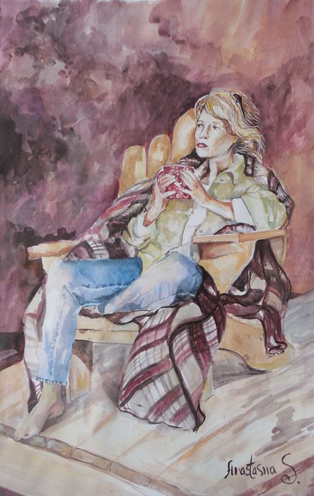 Art Studio PALETTE. Anastasiia Sergeyenko Picture.  Watercolour People People 