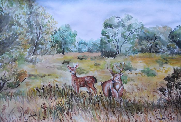 Art Studio PALETTE. Anastasiia Sergeyenko Picture.  Watercolour Animals Mix 