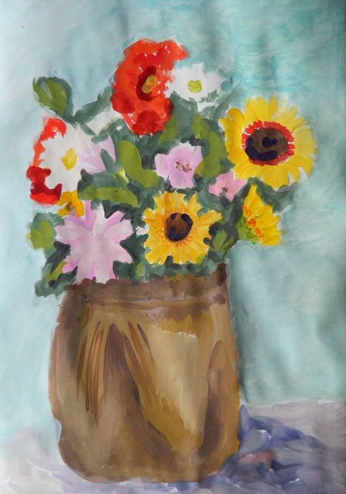 Art Studio PALETTE. Daniella  Pashuk Picture.  Tempera Plants Flowers 