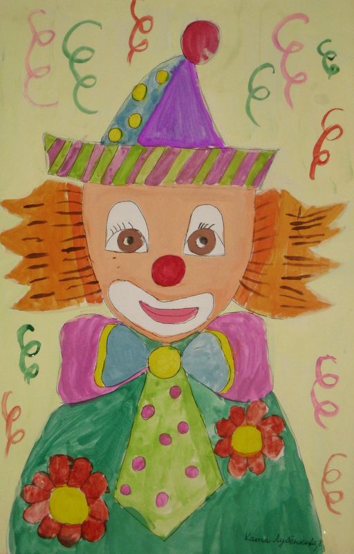 Art Studio PALETTE. Katia  Lubenkova Picture.  Marker, Tempera Fantasy Clown 