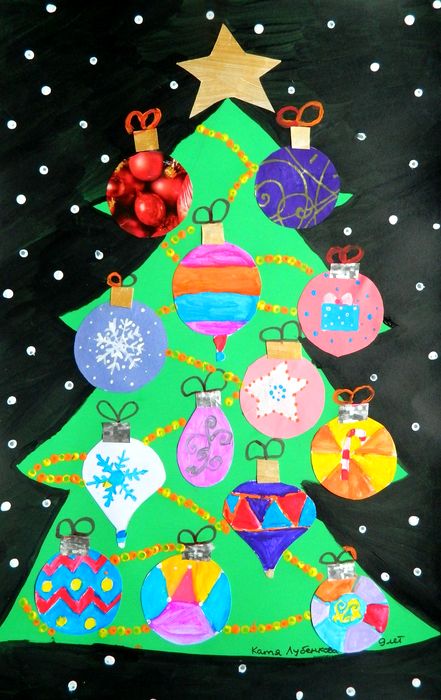 Art Studio PALETTE. Katia  Lubenkova Picture.   Holidays New Year Новогодняя Ёлка