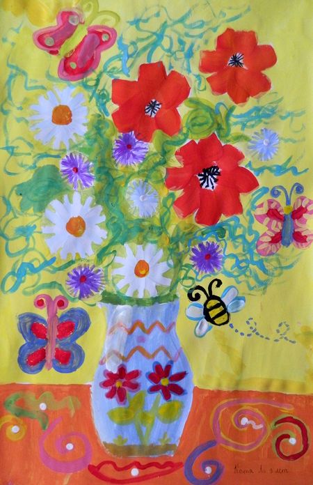 Art Studio PALETTE. Katia  Lubenkova Picture.  Tempera Plants Flowers 