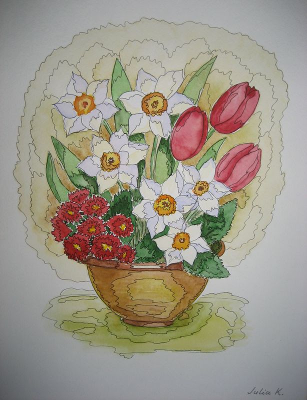 Art Studio PALETTE. Julia Maslova Picture.  Watercolour, Ink Still Life Still Life 