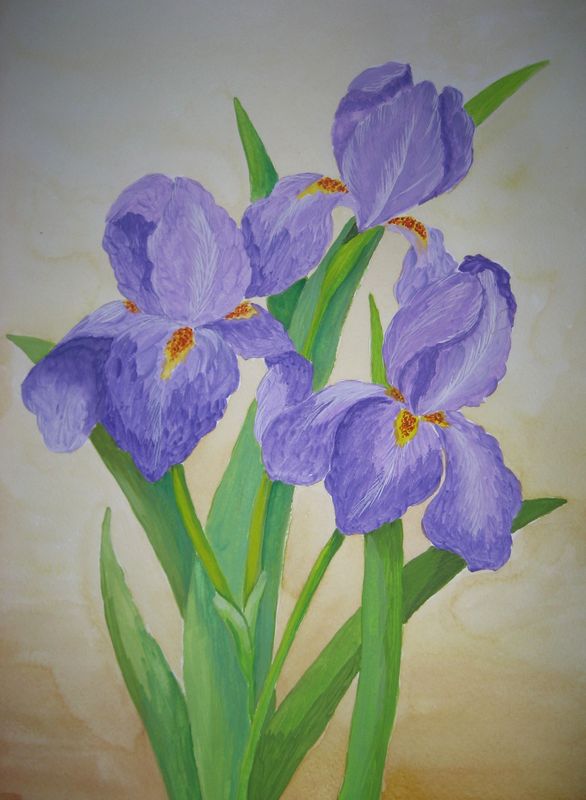 Art Studio PALETTE. Julia Maslova Picture.  Tempera Plants Flowers 