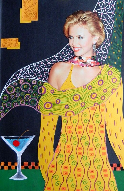 Art Studio PALETTE. Julia Maslova Picture.  Mixed Media Inspired by Klimt 