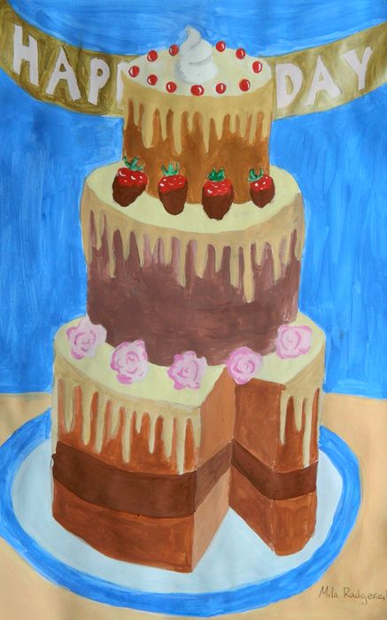 Art Studio PALETTE. Mila Radojevic Picture.  Tempera Fantasy Cakes 