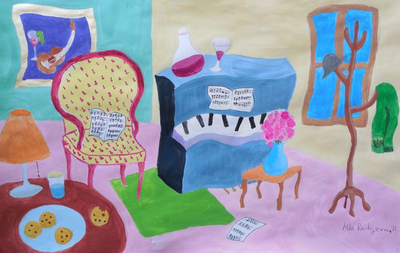 Art Studio PALETTE. Mila Radojevic Picture.  Tempera Inspired by Missakian 