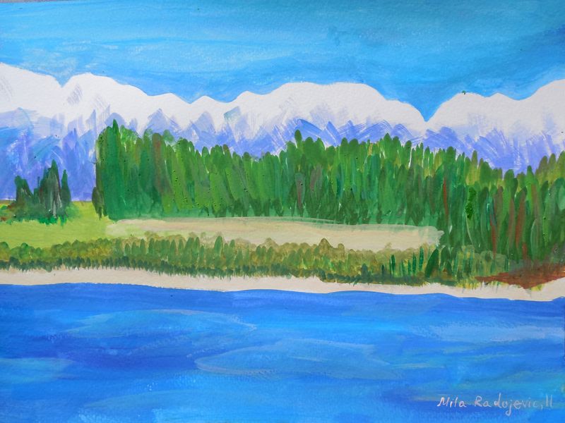 Art Studio PALETTE. Mila Radojevic Picture.  Tempera Landscape Nature 