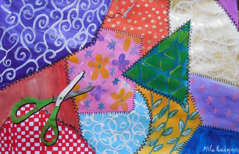Art Studio PALETTE. Mila Radojevic Picture.  Marker, Tempera Design Fabric 