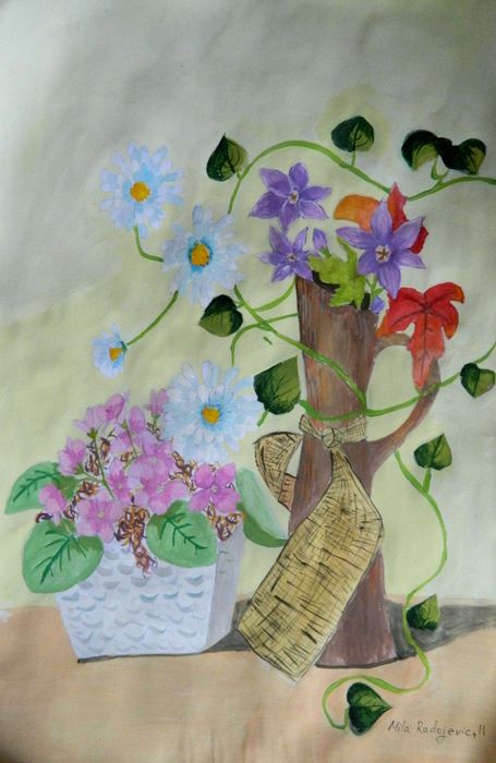 Art Studio PALETTE. Mila Radojevic Picture.  Tempera Still Life Still Life 