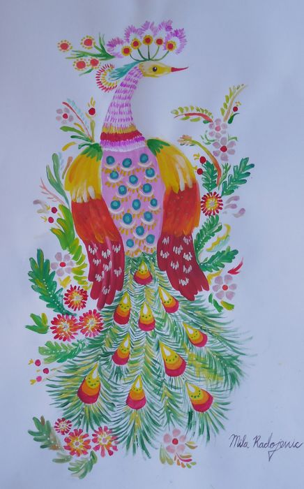 Art Studio PALETTE. Mila Radojevic Picture.  Tempera Dec. Art Birds 