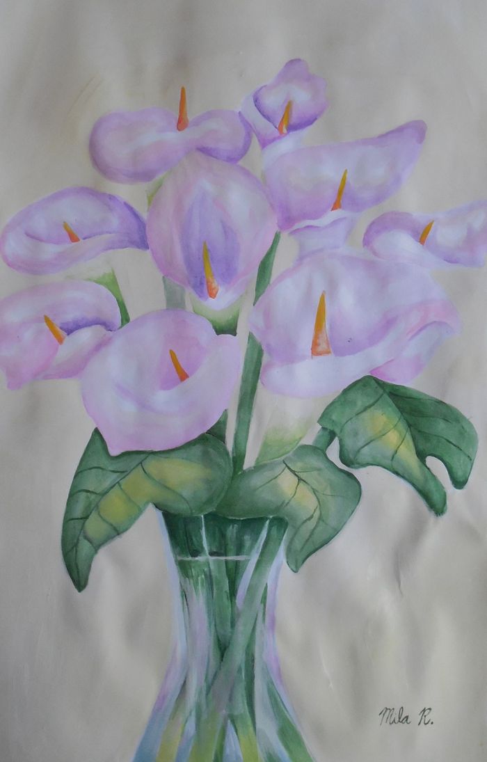 Art Studio PALETTE. Mila Radojevic Picture.  Tempera Plants Flowers 