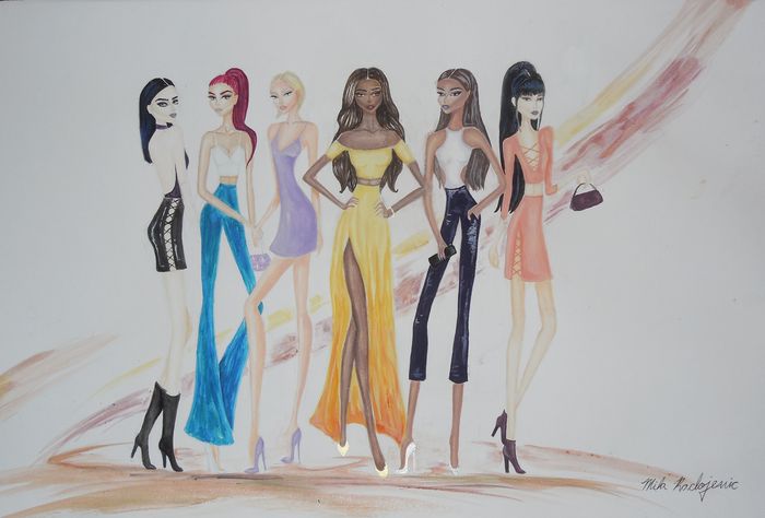 Art Studio PALETTE. Mila Radojevic Picture.  Tempera Design Clothes 