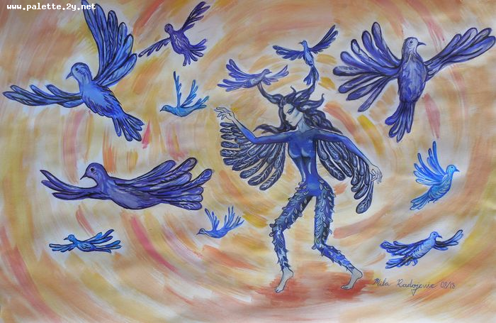 Art Studio PALETTE. Mila Radojevic Picture.  Watercolour Fantasy Imagenation 