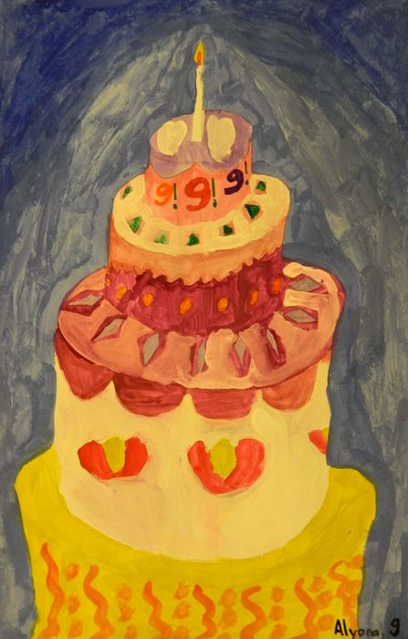 Art Studio PALETTE. Alyona Glazyrina Picture.  Tempera Fantasy Cakes 