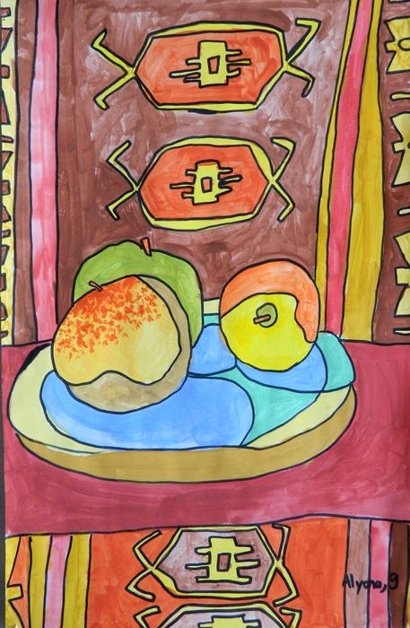 Art Studio PALETTE. Alyona Glazyrina Picture.  Marker, Tempera Still Life Fruits & Vegi 
