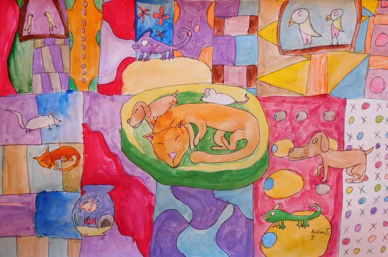 Art Studio PALETTE. Alyona Glazyrina Picture.  Watercolour, Ink Animals Mix 