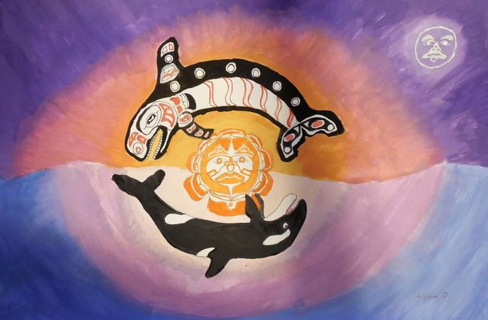 Art Studio PALETTE. Alyona Glazyrina Picture.  Tempera Inspired by Indian Art 