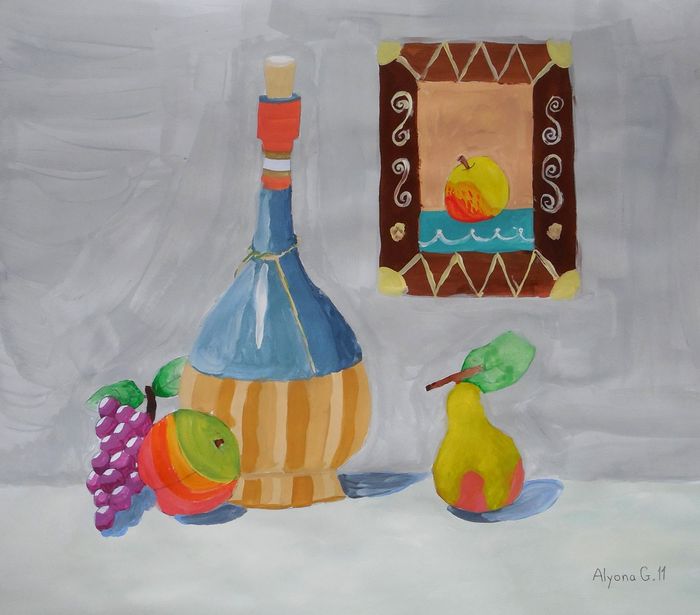 Art Studio PALETTE. Alyona Glazyrina Picture.  Tempera Still Life Still Life 