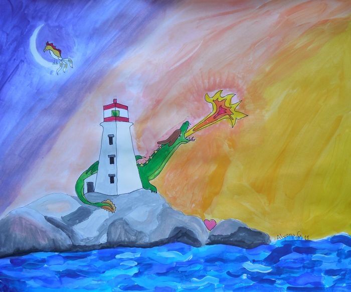 Art Studio PALETTE. Alyona Glazyrina Picture.  Tempera Fantasy Dragons 