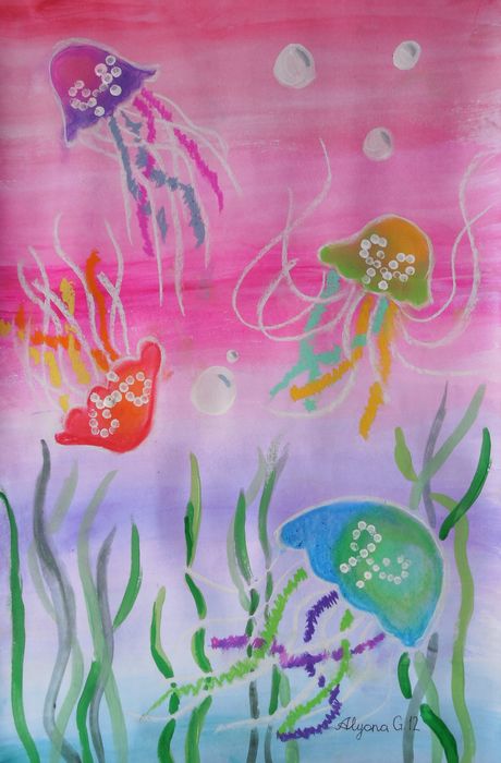 Art Studio PALETTE. Alyona Glazyrina Picture.  Mixed Media Animals Fish 