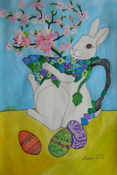 Art Studio PALETTE. Alyona Glazyrina Picture.  Marker, Tempera Holidays Easter 