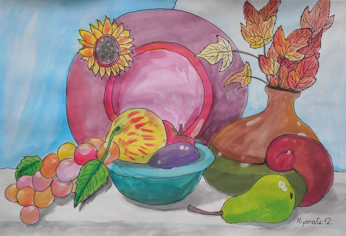 Art Studio PALETTE. Alyona Glazyrina Picture.  Tempera Still Life Still Life 