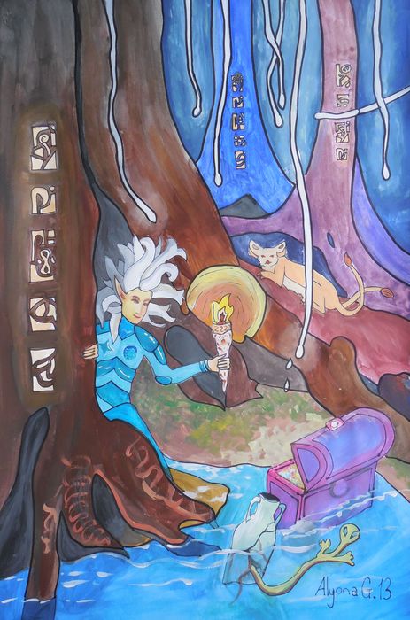 Art Studio PALETTE. Alyona Glazyrina Picture.  Marker, Tempera Fantasy Imagenation 