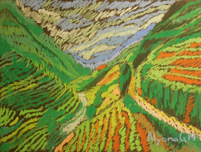 Art Studio PALETTE. Alyona Glazyrina Picture.  Pastel Landscape Nature 