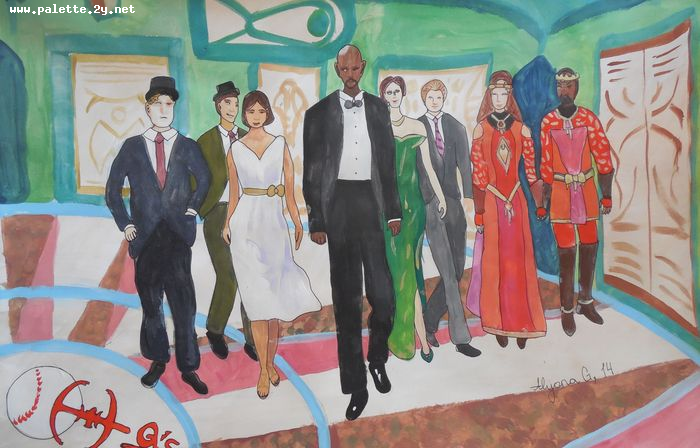 Art Studio PALETTE. Alyona Glazyrina Picture.  Marker, Tempera People Activities 