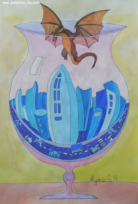 Art Studio PALETTE. Alyona Glazyrina Picture.  Marker, Tempera Fantasy Imagenation 