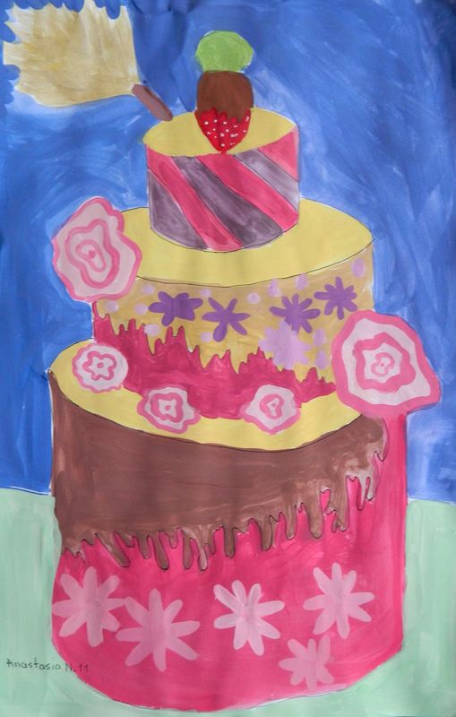 Art Studio PALETTE. Anastasia Nistor Picture.  Marker, Tempera Fantasy Cakes 