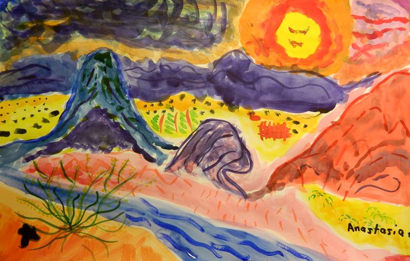 Art Studio PALETTE. Anastasia Nistor Picture.  Watercolour Landscape Nature 