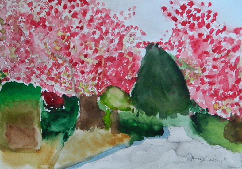 Art Studio PALETTE. Anastasia Nistor Picture.  Watercolour Landscape Nature 